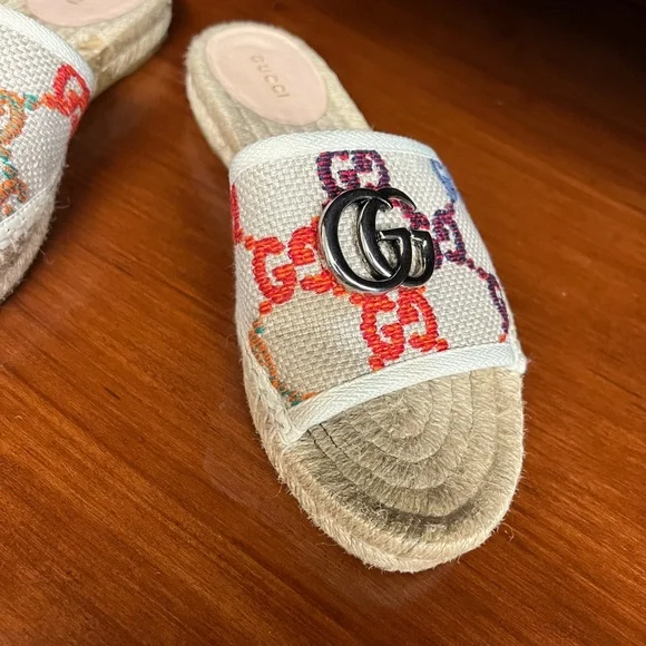 Gucci multi color espadrille slide sandals 36 - Picture 5 of 9